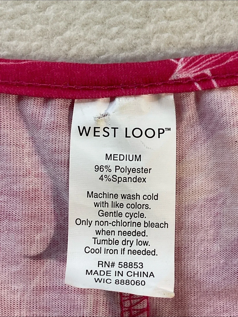 west loop Pink and White Tie-Dye Scoop Neck Top WOMENS SIZE M